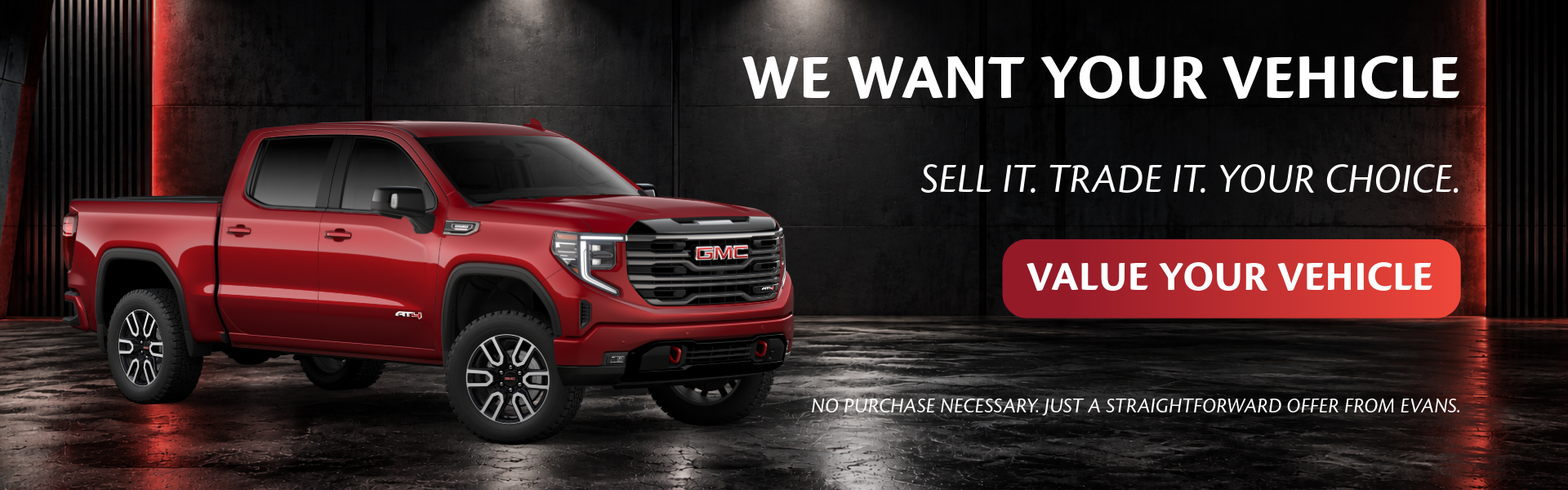 Red GMC Sierra AT4 - Sell or trade your vehicle at Evans